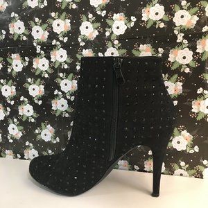 Studded Black Suede Stiletto Boots